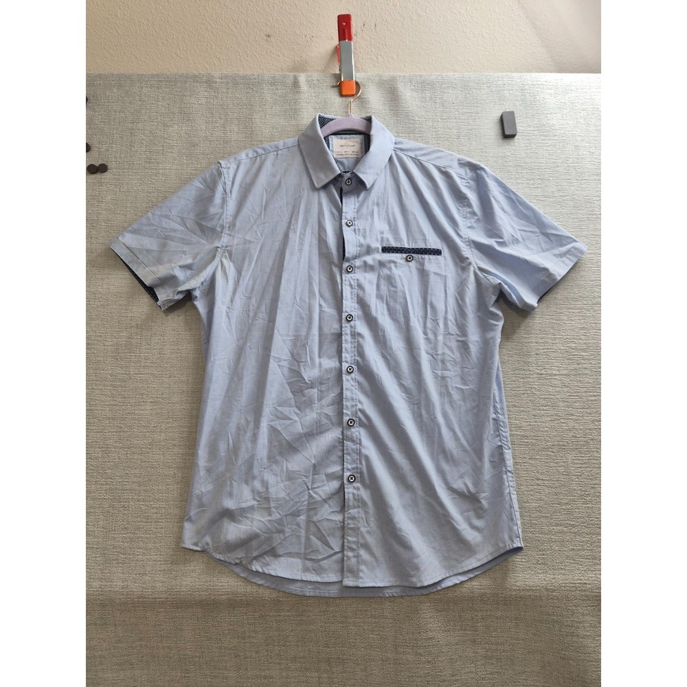 Craft + Flow Shirt Mens Medium Blue Cotton Shirttail Hem Casual Office Button Up
